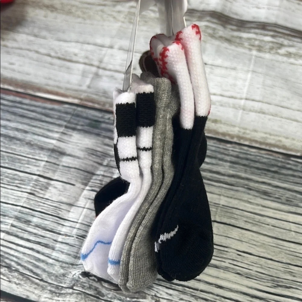 Nike kids’ Ankle Unisex Sport Socks - 6 pack Black, Gray, White,  Sz 12-24m